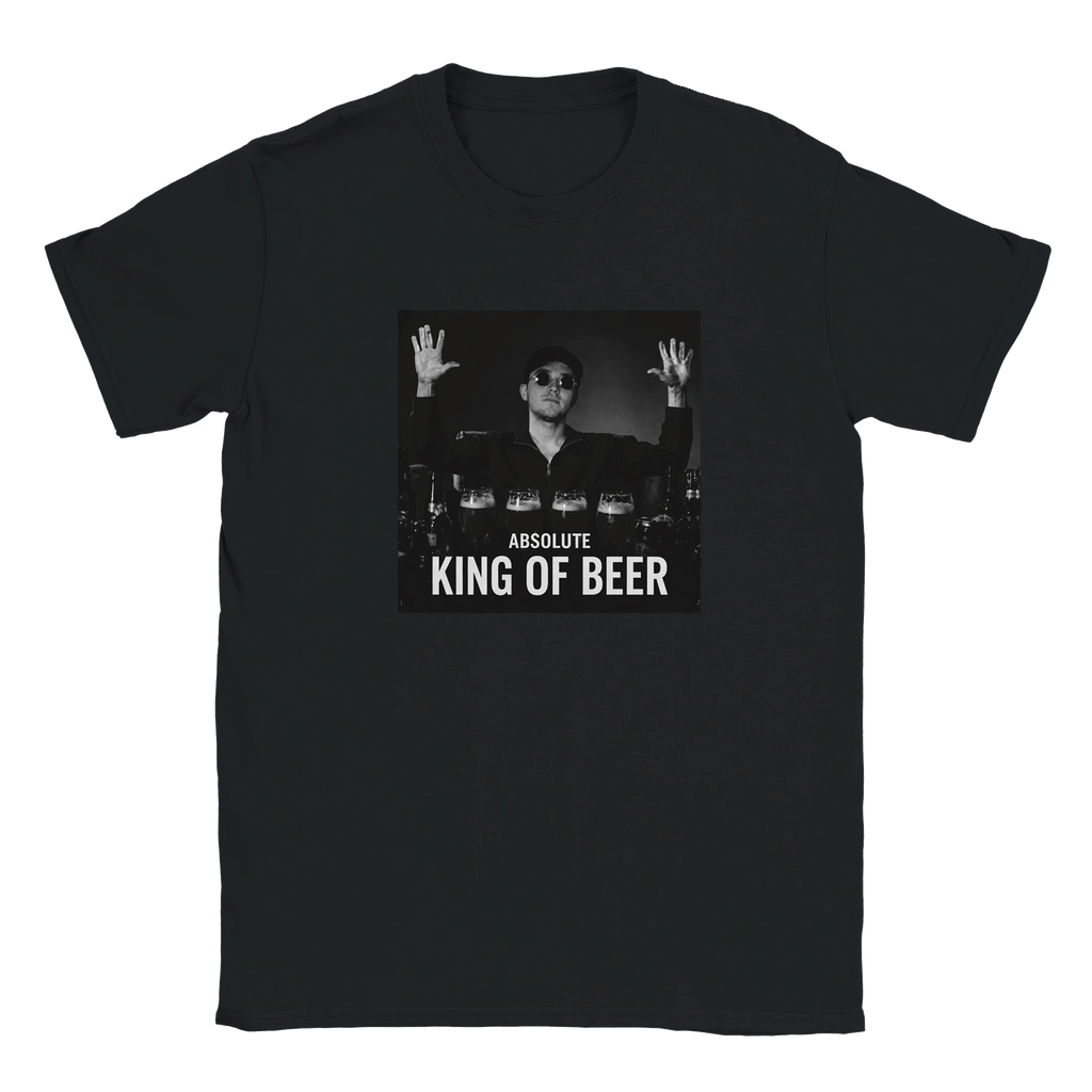 Absolute King of Beer t-shirt med svartvitt ölmotiv